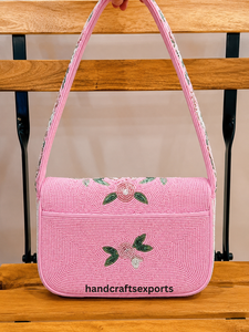 Sac à bandoulière de luxe fait main avec perles, motif cygne et floral, léger et résistant, accessoires tendance pour femme - Product Image 2