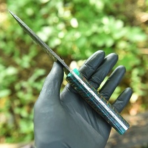 Cuchillo Tanto de Acero de Damasco Hecho a Mano, Personalizado OEM, para Camping, con Mango de Madera, Hoja Fija, Funda de Cuero para Exteriores - Product Image 2