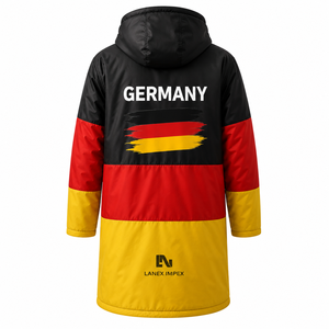 Chaqueta Parka Personalizada con la Bandera de Alemania, Impermeable, Cortavientos, Forrada de Forro Polar, con Capucha, Abrigo Largo para Natación, Surf y Deportes al Aire Libre - Product Image 3