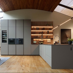 JY Project Customized Commercial Kitchen Cabinets Modern Freestanding European Style MDF <b>Melamine</b> RTA Kitchen Cabinet <b>Set</b> - Product Image 3