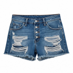 Jeans de mezclilla de cintura alta para mujer, de alta calidad, al por mayor, con bolsillos, estilo casual, pierna recta, rotos, de Bangladesh - Product Image 6
