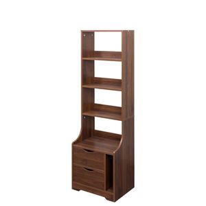 Bookshelf Nightstand with <b>2</b> <b>Storage</b> <b>Drawers</b> for Bedroom - Product Image 6