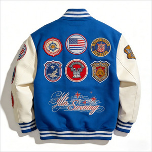 Chaqueta Varsity para Hombre, Chaqueta de Béisbol de Lana con Letras Bordadas, Chaqueta Bomber Universitaria Personalizada, Ropa Urbana - Product Image 4