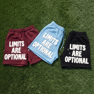 Shorts de survêtement unisexe en molleton 100% coton premium avec cordon de serrage et impression en relief - Product Image 1