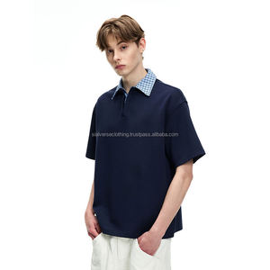 Chemises pour hommes de haute qualité en polyester/coton 240g, motif uni, manches courtes, coupe ample, vêtements décontractés, respirant, tricoté - Product Image 4