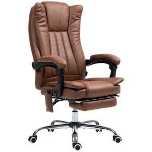 Poltrona da Ufficio Reclinabile Marrone con Altezza Regolabile e Poggiapiedi, Sedia Direzionale con Funzione Massaggio a 6 Punti e Riscaldamento - Product Image 1