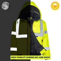 Jaket Kerja Bernapas dengan Visibilitas Tinggi untuk Pria, Warna Kuning, Reflektif, Bahan Polyester, Lengan Panjang, Logo Custom, Seragam Kelas 2
