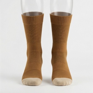 <b>Crew</b> <b>Socks</b> Solid Color Knitted Breathable Standard Thickness Adult Casual Daily Use Brown - Product Image 1