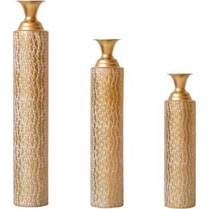 Antique aluminum Floor <b>Vase</b> Set Handmade <b>Gold</b> Tone Decorative Metal <b>Vases</b> for Housewarming - Product Image 1