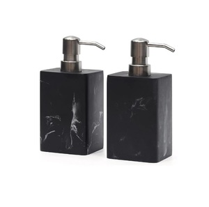 Magnifique distributeur de savon en marbre noir, forme rectangulaire, finition marbrée, parfait pour le savon, le shampoing et la lotion - Product Image 2