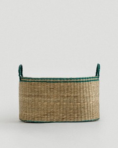 Juego de 2 cestas ovaladas de seagrass verde Kori, hechas a mano, para almacenamiento, venta al por mayor, ecológicas, hechas en Vietnam. - Product Image 3