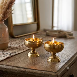 Handcrafted Brass Hanging Diya Pair with Peacock Design Traditional Indian Oil Lamp for Home Decor Pooja and Festive Lighting!!! - Product Image 3