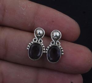 <b>Amethyst</b> Oval Cut Stone Silver <b>Earrings</b> Handmade Dangle <b>Earrings</b> Elegant Jewelry Gift For Women Wife - Product Image 2