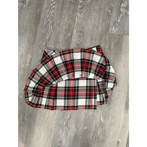 Jupe écossaise Stewart pour femme, mini-kilt plissé rouge à carreaux avec boucle, vente en gros - Product Image 6