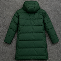 Manteau long à capuche unisexe vert uni, chaud et décontracté pour l'hiver, avec fermeture éclair sur toute la longueur des manches, en tissu polyester standard.