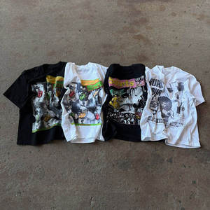 เสื้อยืดโอเวอร์ไซส์ลายกราฟิกสไตล์เรโทรร็อค วินเทจ ผ้าฝ้ายซักนุ่ม สตรีทแวร์ลำลอง ทรงหลวม แฟชั่นสำหรับผู้ชาย - Product Image 1