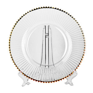 Wholesale 13 Inch Gold Rimmed Wedding Glass Charger Plates Plate Dish <b>Dinnerware</b> <b>Set</b> For Wedding & Housewarming Food Usage - Product Image 1