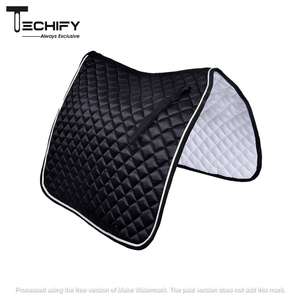 แผ่นรองอานม้าแบบอังกฤษสีดำแบบเย็บลายพร้อมสายรัดอานแบบนุ่ม ระบายอากาศได้ดี ซับแรงกระแทก ผ้ารองอานสำหรับขี่ม้า - Product Image 6