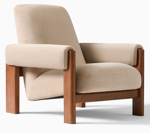 Sillón Moderno Tapizado para Sala de Estar, Sillón de Madera con Estructura de Madera Maciza, Asiento para Interiores del Hogar - Product Image 1