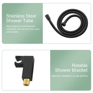 Sistema doccia a soffitto nero opaco da 16 pollici con doccia a pioggia e soffione portatile - Product Image 5