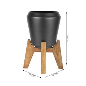 Urne en bois de Sheesham artisanale avec métal - Vase décoratif en gros - Product Image 4