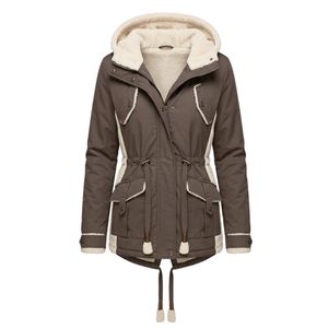Premium Heavyweight <b>Sherpa</b> <b>Jacket</b> Taupe Brown Contrast Piping Drawcord Outdoor Cozy Fleece Hooded <b>Sherpa</b> <b>Lined</b> Parka Coats - Product Image 2