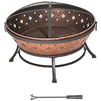 Brasero d'extérieur contemporain en cuivre, bol élégant fait main en métal, centre de chauffage, décoration haut de gamme pour jardin et patio, idéal pour l'extérieur moderne