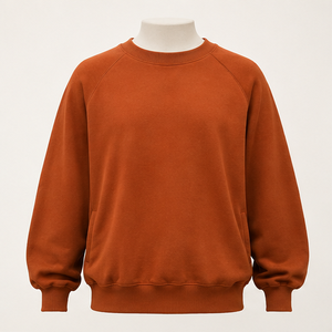 Sudadera Personalizada Color Naranja Óxido para Hombre, Corte Holgado, Cuello Redondo Ancho, Felpa Suave de Algodón Cepillado MCRW-0020 - Product Image 1