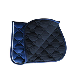 Tapis de selle matelassé à imprimé feuilles tropicales avec bordure marine pour l'équitation - Product Image 2