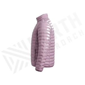 Chaqueta Acolchada para Mujer, Cuello Alto, Manga Larga, Relleno de Poliéster, Color Sólido, Cierre de Cremallera, Largo Regular - Product Image 3