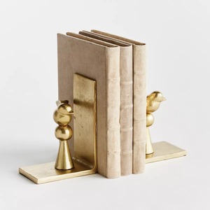 <b>Gold</b> Plated Bird Sculptural Bookends Metal Decorative Home Office <b>Desk</b> Accessory Modern Style 2Pcs - Product Image 5
