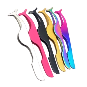 Applicateurs d'extensions de cils professionnels en acier inoxydable avec logo personnalisé, poignée confortable, pour l'application des cils, utilisation en salon - Product Image 1