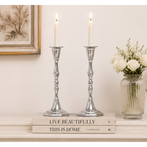 Handcrafted Export Quality <b>Silver</b> Plated <b>Candlestick</b> Holders Slender Bamboo Column Taper Candle Stand for Christmas Decoration - Product Image 6