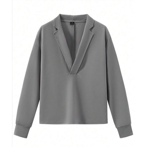 เสื้อสเวตเชิ้ตคอปกสีเทาสำหรับผู้ชาย - Product Image 3