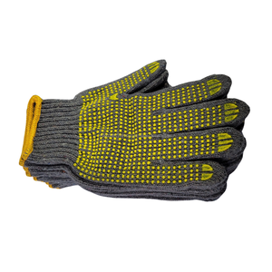 Gants de travail à tricoter gris haute performance pour les industries du verre Gants de sécurité sécurisés antistatiques antidérapants à pointillés jaunes - Product Image 1