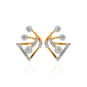 Modernos Pendientes de Diamantes con Corte Brillante Redondo en Oro Amarillo, Diamantes Naturales para Uso Diario de Mujeres - Product Image 1