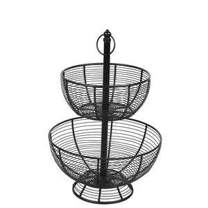 2-Tier Metal Black Wire Multipurpose Detachable Kitchen Storage <b>Basket</b> for Fruits <b>Vegetables</b> Snacks & Counter Organizer - Product Image 1