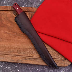 Couteau à filet de poisson en acier Damas, fait main, écologique, finition haute brillance, 12+ pouces, manche en bois, étui en cuir, traditionnel - Product Image 5