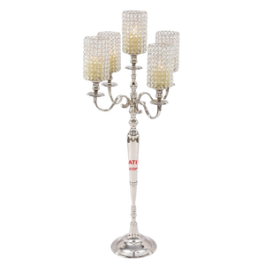 Caliente y atractivo oro 5 brazos candelabros alto oro Metal candelabro boda candelabro Venta caliente candelabro hecho a mano - Product Image 3