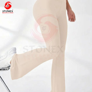 Leggings Deportivos STONEX para Mujer, Cintura Alta, Corte Acampanado, Color Sólido, Franja Lateral, Pantalones de Yoga Transpirables, Tejidos, Largos - Product Image 2