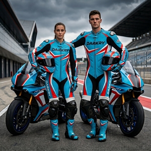 Traje de Cuero Personalizado para Motociclismo al por Mayor, Equipo de Motociclismo OEM, Ropa de Pista de Cuero Perforado, Proveedor B2B - Product Image 1