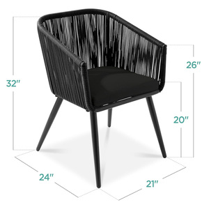 Set of 2 Patio <b>Dining</b> <b>Chairs</b>, Outdoor Seating for Backyard, Poolside, Balcony Woven Wicker Design <b>Dining</b> <b>Chair</b> - Product Image 3