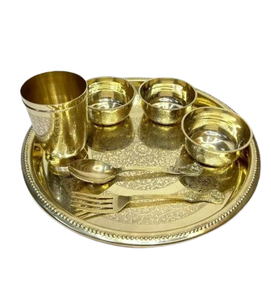 Custom made Rounded Shape <b>Copper</b> Thali Sets For <b>Kitchen</b> <b>Accessories</b> Restaurant Dinnerware Serving Thali Set - Product Image 2