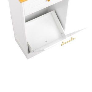 FCH White Kitchen Trash Can Cabinet with 1 Door 1 Drawer 1 Space for Dirty Clothes Bags Garbage Storage Solution - Product Image 4