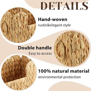 Panier en jacinthe d'eau pour rangement sur table, panier de rangement artisanal, vente en gros, écologique, fabriqué au Vietnam - Product Image 3