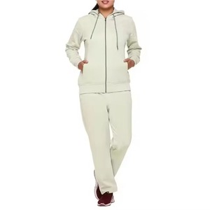 Conjunto Deportivo Informal con Capucha para Mujer, Diseño Sólido, Logotipo Frontal, Transpirable, 100% Algodón Ecológico, de Alta Calidad - Product Image 1