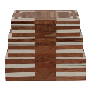 Handcrafted Wooden Inlay <b>Box</b> Set Of 3 Storage <b>Box</b> Perfect For Storing Photos Letters And Cherished <b>Memories</b> From India - Product Image 4