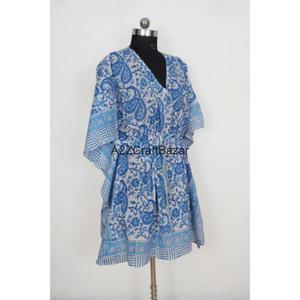 Vestido Kaftán Romántico 100% Algodón para Mujer con Borlas, Cuello en V, Mangas Cortas, Silueta Ajustada, Ligero, Ropa de Playa para Verano - Product Image 6