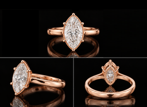 Bijoux fins, bague de fiançailles classique en diamant de laboratoire marquise certifié IGI 2,50 carats, E VVS, or massif 14 carats, bague de mariage solitaire - Product Image 2
