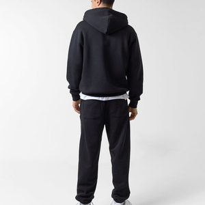 Conjunto deportivo unisex de dos piezas con sudadera con capucha y cremallera de algodón grueso de 445 g/m² y pantalones de chándal de felpa francesa con logotipo personalizado - Product Image 2